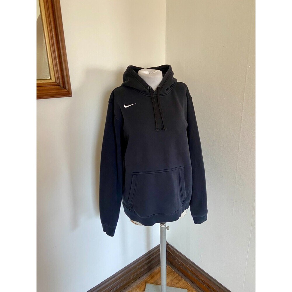 Nike Center Swoosh Phoenix Pullover Hoodie Women Large Black White Cotton Blend